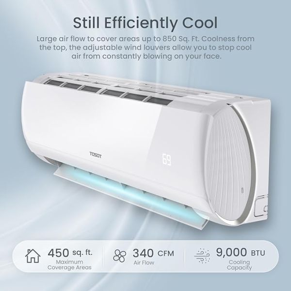 TOSOT 9,000 BTU Mini-Split Air Conditioner, Wifi Enabled Ductless Inverter Split System